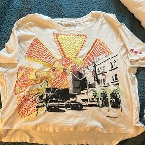 Free people embroidered crop tee shirt